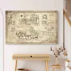 Calligraphie The Spencer Mansion Plan Print, Raccoon City Police Department Mansion Plan Map Canvas Poster Wall Art, Home Decor (No Frame)