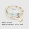 Charm Bracelets 2 Strands Set For Women Colorful Acrylic Glass Beads Elastic Fashion Jewelry Cute Love Heart Pendant Gifts Party MQ014