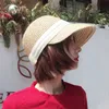 Wide Brim Hats Bucket Hats Straw Caps For Women Panama Equestrian Hat Vintage Summer Sun Hat Solid Raffia Visor Caps Female Breathable Beach Straw L240322