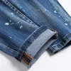 Nya sommarspårsuiter Herrskjorta Jeans 2st Set Fashion Casual Long Sleeve Lapel Denim Cardigan och Ripped Skinny Pants Printed 2-Piece Set