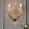 Lâmpada de parede de madeira esculpida grande arandela francês retro antigo luz decorativa interior para sala de estar quarto