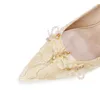 Designer Crystal 5784 Mariage Princesse Style Femmes Champagne Dancing Pumps Pumps Spirant Spirant Absorbant Point-Opted Dame Robe Bride's Chaussures