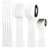플랫웨어 세트 Zoseil-Juego de cubiertos acero inoxidable cuchillo tenedor cuchara 24 piezas blanco y plateado