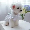 Cão vestuário vestido de princesa com saia bowknot primavera verão vestidos de casamento bonito doce fino pequeno estilo adorável