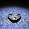 Klusterringar aeteey real moissanite diamantring runda v formade ren s925 sterling silver för kvinnor bröllop fina smycken