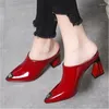 Casual Shoes Summer 2024 Women Slipper High Heel Sandal Ladies Quality PU Leather Slides Pumps