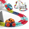Flexibles Eisenbahnauto-Spielzeug, veränderbare Gleise mit LED-Licht, Rennen, selbstgebautes Rennset, kreatives Spielzeug für Kinder, 240313