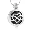 Pendentif Colliers Creux Infinity Heart Collier de médaillon de crémation en acier inoxydable avec boîte ronde Bijoux d'urne commémorative pour cendres Femmes Hommes