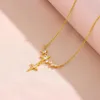 Anhänger Halsketten Trendy Süße Quasten Zirkon Kristall Stern Für Frauen Weibliche Edelstahl Schlüsselbein Kette Schmuck Großhandel