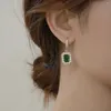 Dangle Oorbellen Klassieke Geel Goud Kleur Vierkante Vorm Voor Vrouwen Mode Smaragd Zirconia Vintage Bruids Bruiloft Sieraden