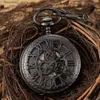 Pocket Watches Bronze Silver Mechanical Pocket es Mens Steampunk Skeleton Fob es Clip Chain Clock Gifts For Men Reloj De Bolsillo L240322