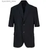 Men's Polos Mens new solid color single breasted fashion short sleeve suit loose summer fashion delicate Blazer Jacket thin L240320