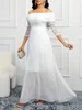 Casual Dresses Off Shoulder Chiffon Dress Women's Spring Summer Sexy Lace Sleeve White Long Vestidos De Fiesta Weddings Party Robe