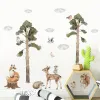 Autocollants dessin animé mignon animaux de la forêt cerf renard arbre autocollant mural aquarelle pépinière vinyle stickers muraux pour bébé enfants chambre décor à la maison