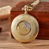 Pocket Watches Classic Roman Mechanical Pocket es Mens Gold Skeleton Steampunk Pocket Chains Fob Clips Clock for Men Gifts Relogio L240322