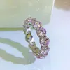 Cluster Rings Springlady Luxury 925 Silver 5mm Citrine Pink High Carbon Diamond For Women Gemstone Wedding Party Fine Jewelry Gift