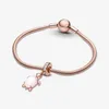 Ciondolo pendente tartaruga marina rosa in vetro di Murano Pandoras Set di ciondoli di lusso in oro rosa 18 carati Creazione di braccialetti in argento 925 Ciondolo di collana di design Scatola originale all'ingrosso