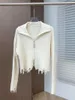 Women's Knits Destructive Edge Lapel Zipper Wool Cardigan Casual Fashion 2024 Fall 1023