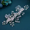 Hårklipp A429 Crystal Women Headpiece Bröllopstillbehör Brudsmycken Party Rhinestone pannband för Tiara Girls Comb