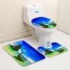 Tappetini da bagno Set tappetini paesaggistici Estate Natura Paesaggi Laghi Mare Isole Hawaii Tappeto a pelo basso in flanella Copriwater Tappeto a forma di U