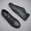 Casual Shoes 2024 Spring Men Vulcanize British Style Platform Sying Autumn Pu Leather Flats Black Grey Coffee S9273