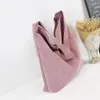 Women Corduroy Shoulder Bag Canvas Cloth Fabric Handbag Solid Casual Tote Ladies Eco Shopping Bags College Students Books Bag 240313