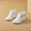 Casual schoenen dames wit platform bling dimond wedge hoge sneakers lente herfst verborgen hak zijrits