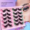 10 Pairs Colormix Les Fluffy Mink Les 6D False Eyeles Russian Eyeles D Curl Fake Eyeles Makeup S5RC#