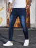 Jeans da uomo Fashion Street Style Skinny da uomo Vintage Wash Pantaloni in denim solido Pantaloni da uomo casual slim fit a matita 2024
