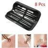 8pcs/set Blackhead Comede Acne Pimple Blackhead Remover Tool Spo for Face Skin Care Tool Needles Facial Pore Cleaner C0Bq#