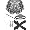 Fournitures de fête 1920 Femmes Vintage Plumes Bandeaux Flapper Costume Accessoire Collier De Perles Gants Ensemble Boucle D'oreille Et Châle Halloween