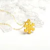 Neck Pendants For Women 999 Pure Gold Christmas Snowflake Pendant Chain Around The Woman Jewelry 24K 240311