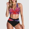 Women's Swimwear Sexy High Waist Bikini Set 2024 Ruched Push Up Halter Women Floral Two Pieces Swimsuit Beach Wear