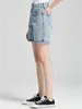 Women's Shorts Denim 2024 Twisted Waist Overlapping Design High Solid Color Casual Jeans