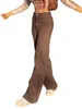 Jeans pour femmes Vintage Femmes Couleur Solide Couleur Haute Taille Pantalon Ajusté Demin Pantalon Droit-Jambe Pour Printemps Automne Streetwear Y2k