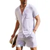 Trainingspakken voor heren Outfit Heren Tops Shorts Hawaiiaans bedrukt Casual katoenmix Bloemenprintoverhemd Korte mouw Zomer 2-delige set