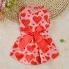 Robe de vêtements pour chiens Col rond Bow-noeud Chiot Chat Princesse Adorable Dress-up Respirant Chaton Chiens Jupe Pour Fournitures Pour Animaux De Compagnie En Plein Air