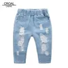 CROAL CHERIE Fashion Children Ripped Jeans Kids Boys Girls Denim Pants For Teenagers Toddler Clothes 240318