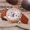 New Perpetual Calendar 322-66 91 White Dial Automatic Mens Watch Leather Strap Rose Gold Case Brown Leather Strap Watches HWUN Hel294Q