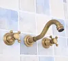 Bathroom Sink Faucets Antique Brass Widespread Wall-Mounted Tub 3 Holes Dual Cross Handles Kitchen Basin Faucet Mixer Tap Asf527