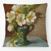 Pillow Antique Classic Flower Pot Still Life Oil Painting Art Cover Rose Daffodil Tulip Royal Style Case
