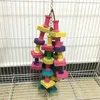 Autres fournitures d'oiseaux Bois Perroquet Jouets Suspendus Corde Pet Multi Coloré En Bois Résistant Aux Oiseaux À Mâcher Jouet Formation Suspendre Balançoire