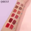 QiBest Lip Makeup Set 2 i 1 dubbelhuvud Matt flytande läppstift glitter läppglans glänsande fuktgivande läppglasyr LG-LASTING TINT P6JL#