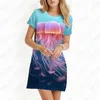 Casual Dresses 2024 Summer Ladies Dress Sea Jellyfish 3d Printed Beach Vacation Style All-match