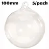 パーティーデコレーション5ピースx diyペイント可能なクリスマスオーナメント100mmガラスフック球ボール