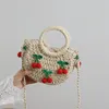 Totes 2024 – petit sac en paille fraîche cerise, messager aux fraises tissé à la main