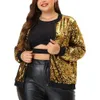 Agnes Orinda Giacca metallizzata taglie forti da donna Sparkle Party 2024 Bomber con paillettes