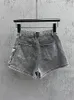 Deat feminino denim saia lavagem cinza irregular grandes bolsos carga cintura alta curto a linha mini saia 2024 verão moda 29l2652 240323