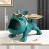 Statue de chien en résine, décoration de salon, porche, plateau de rangement de clés, bouledogue français pour l'intérieur de la maison, bureau 240314