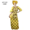 African Dresses For Woman Bazin Riche Computer Emboridery Plus Size Long Dress With Scarf 240315